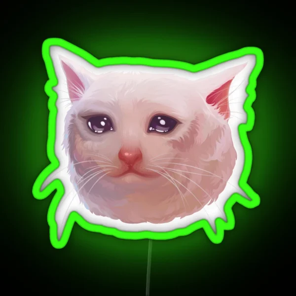 Sad Crying Cat Meme RGB Neon Sign