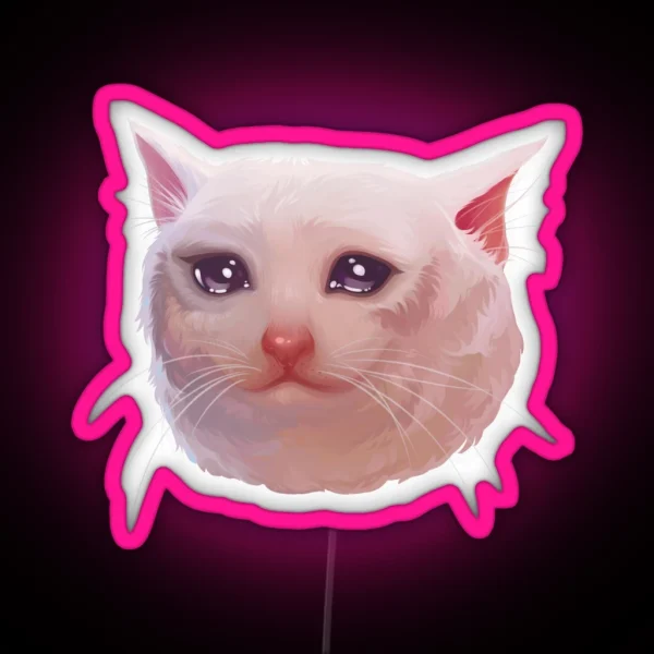 Sad Crying Cat Meme RGB Neon Sign
