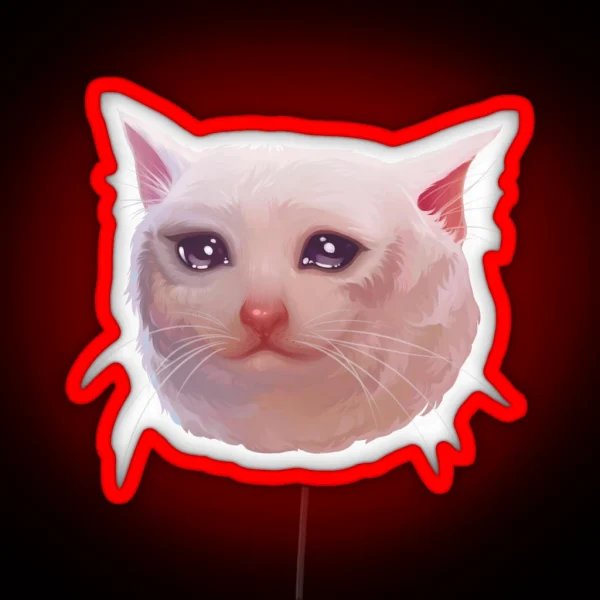 Sad Crying Cat Meme RGB Neon Sign
