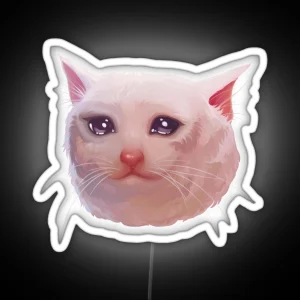 Sad Crying Cat Meme RGB Neon Sign