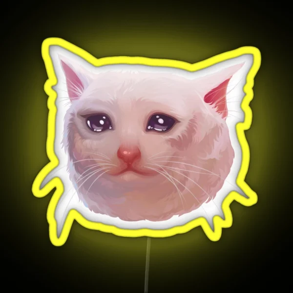 Sad Crying Cat Meme RGB Neon Sign