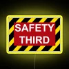 Neon Safety Sign with RGB Lighting - Yellow Graphic Design Element