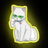 saiki as a cat smaller rgb neon sign yellow