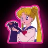 sailor moon and luna rgb neon sign pink