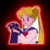 sailor moon and luna neon sign rgb red
