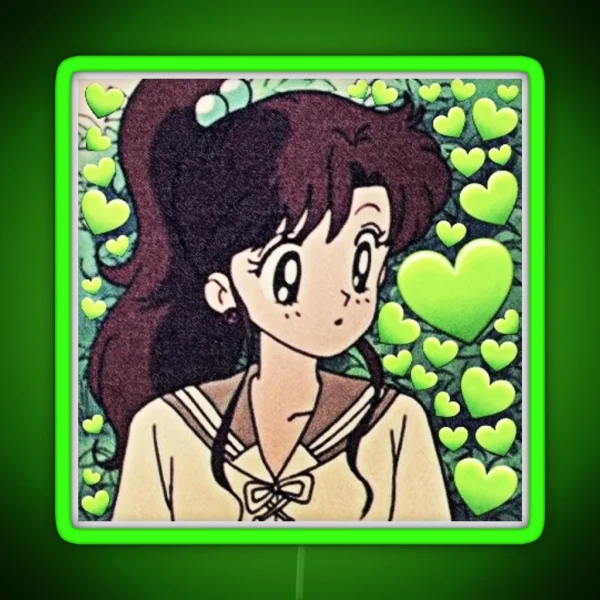 Sailor Green Hearts RGB Neon Sign