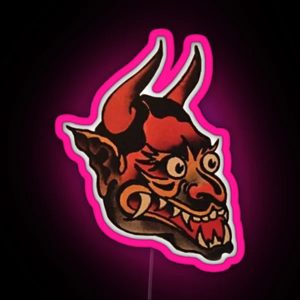 Sailor Jerry American Traditional Demon Tattoo RGB Neon Sign