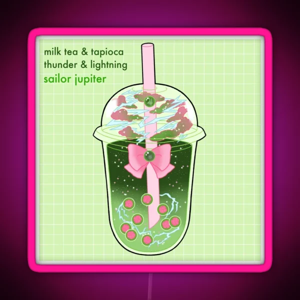 Sailor Jupiter Boba Grid RGB Neon Sign