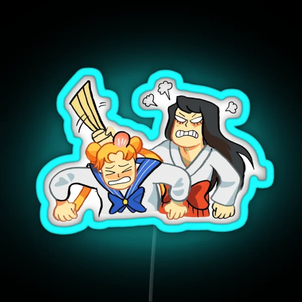 Sailor Mars And Sailor Moon RGB Neon Sign