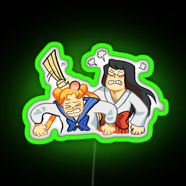 Sailor Mars And Sailor Moon RGB Neon Sign