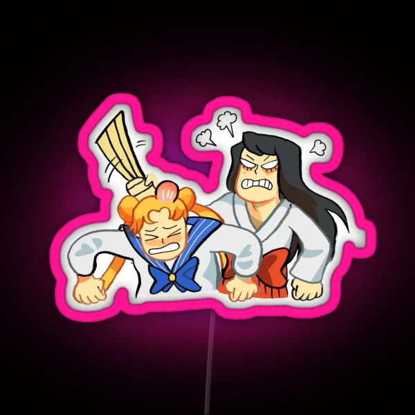 Sailor Mars And Sailor Moon RGB Neon Sign