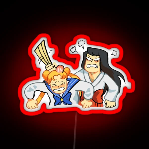 Sailor Mars And Sailor Moon RGB Neon Sign