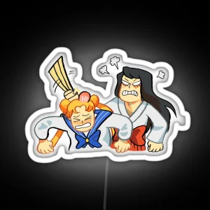 Sailor Mars And Sailor Moon RGB Neon Sign