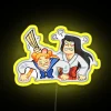 Sailor Mars and Sailor Moon in vibrant RGB neon sign art with a yellow theme.