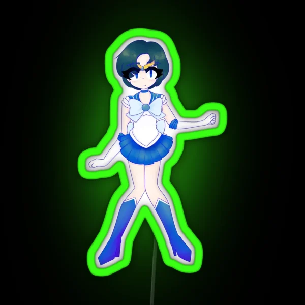 Sailor Mercury Blue Lineart Version RGB Neon Sign