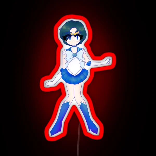 Sailor Mercury Blue Lineart Version RGB Neon Sign