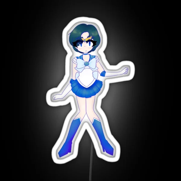 Sailor Mercury Blue Lineart Version RGB Neon Sign