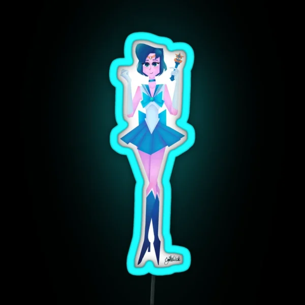 Sailor Mercury Illustration RGB Neon Sign