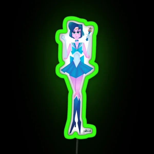 Sailor Mercury Illustration RGB Neon Sign