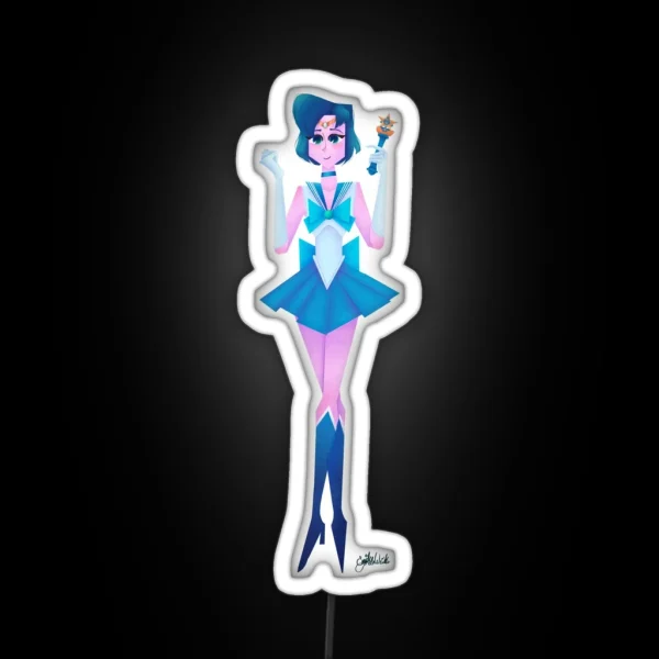 Sailor Mercury Illustration RGB Neon Sign