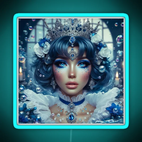 Sailor Mercury Royal Rococo Portrait RGB Neon Sign