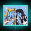 sailor moon and mars neon sign rgb blue