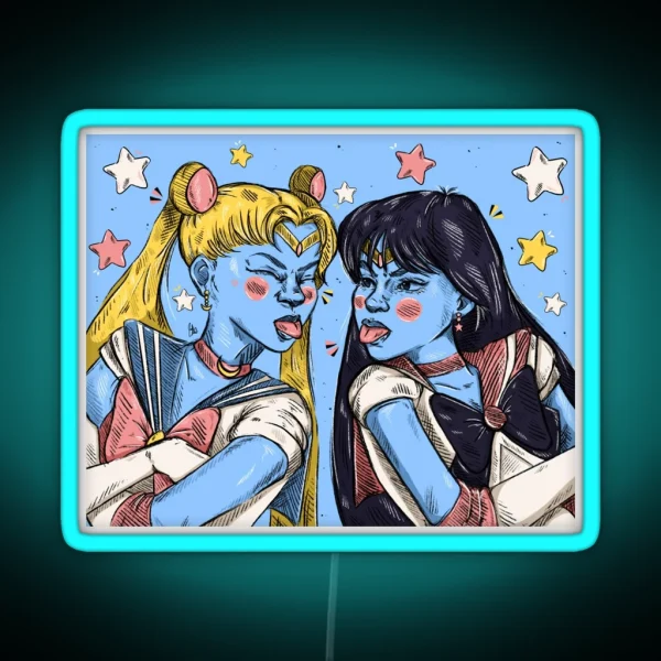 Sailor Moon And Mars RGB Neon Sign