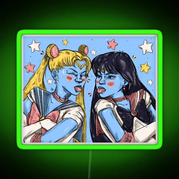 Sailor Moon And Mars RGB Neon Sign