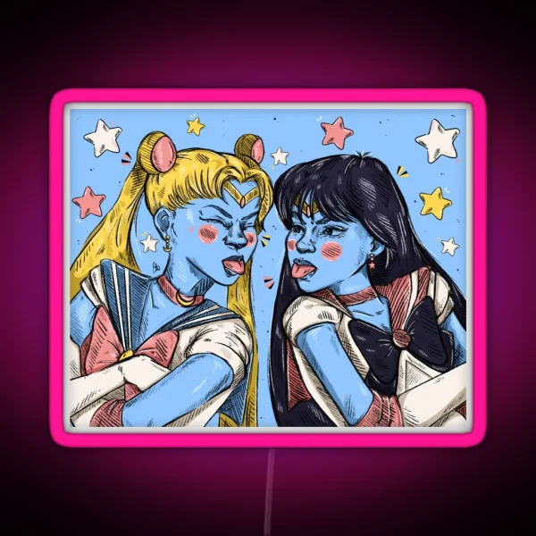Sailor Moon And Mars RGB Neon Sign