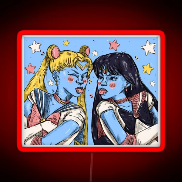 Sailor Moon And Mars RGB Neon Sign