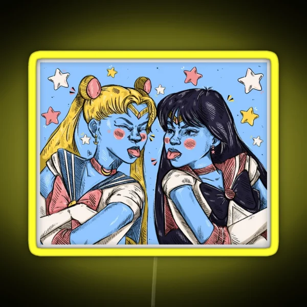 Sailor Moon And Mars RGB Neon Sign