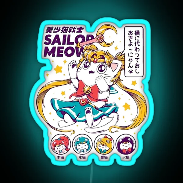 Sailor Moon Cats RGB Neon Sign