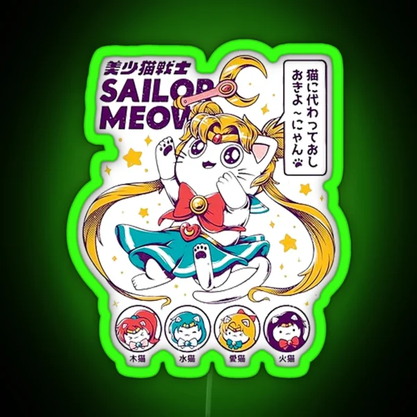 Sailor Moon Cats RGB Neon Sign