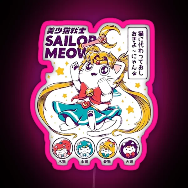 Sailor Moon Cats RGB Neon Sign