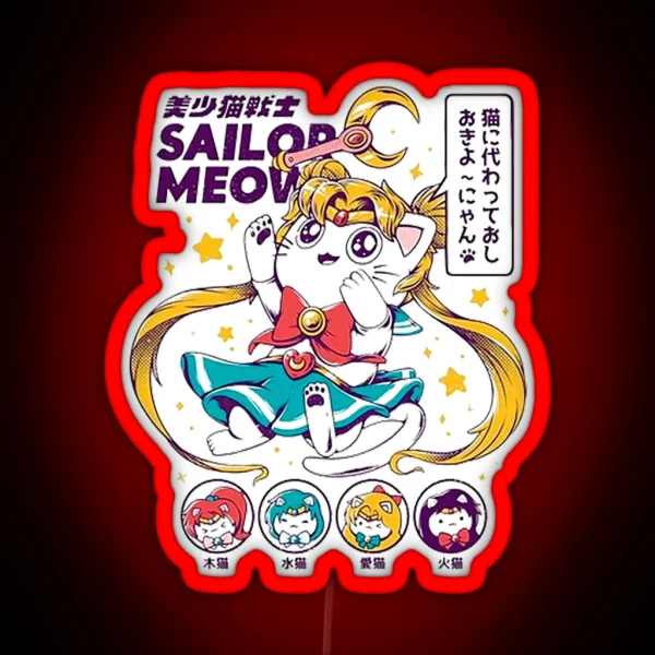 Sailor Moon Cats RGB Neon Sign