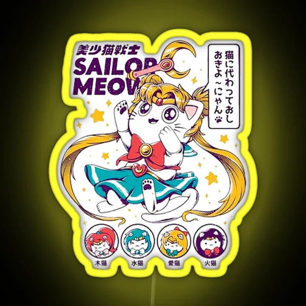 Sailor Moon Cats RGB Neon Sign
