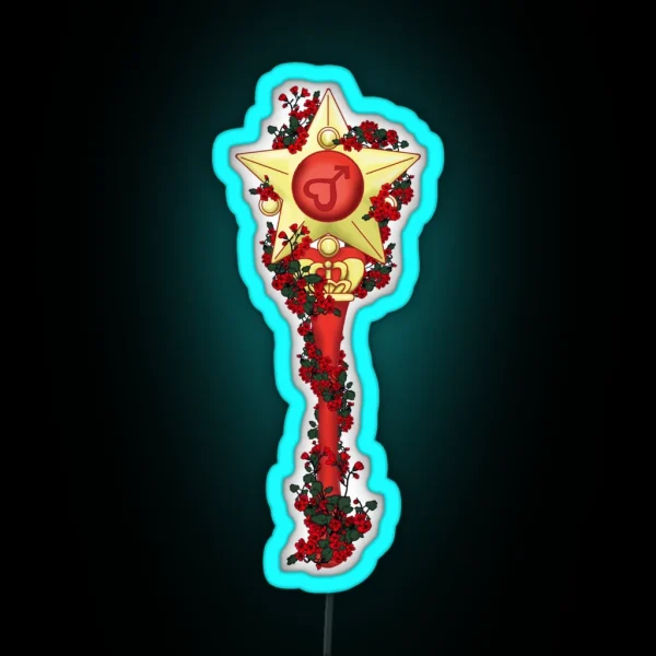 Sailor Moon Flower Stick Wand Mars RGB Neon Sign