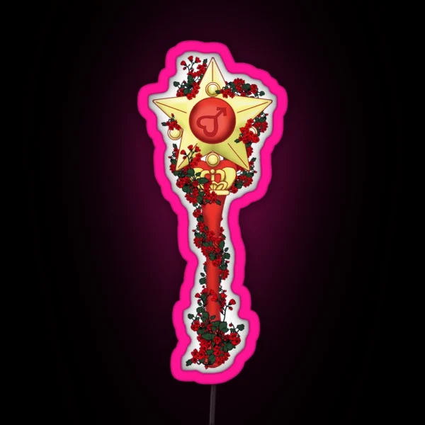 Sailor Moon Flower Stick Wand Mars RGB Neon Sign