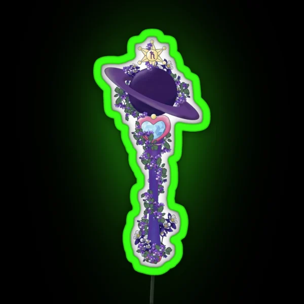 Sailor Moon Flower Stick Wand Saturn RGB Neon Sign