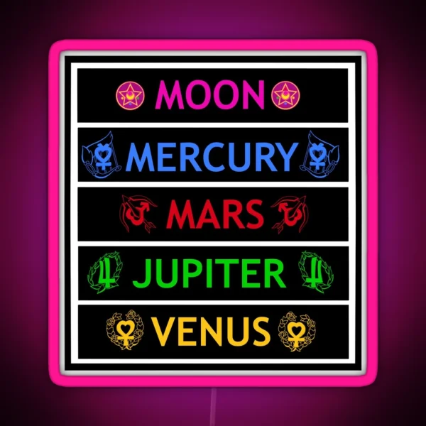 Sailor Moon Mercury Mars Jupiter And Venus RGB Neon Sign
