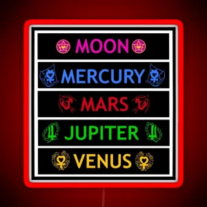 Sailor Moon Mercury Mars Jupiter And Venus RGB Neon Sign