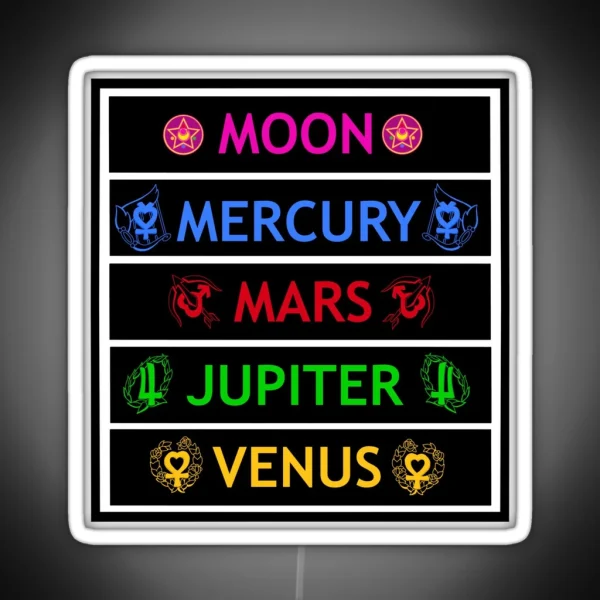 Sailor Moon Mercury Mars Jupiter And Venus RGB Neon Sign