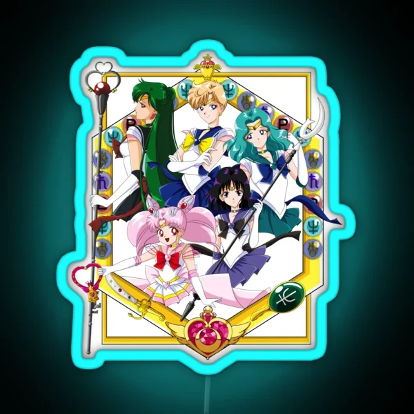 Sailor Outer Senshi With Sailor Chibimoon RGB Neon Sign