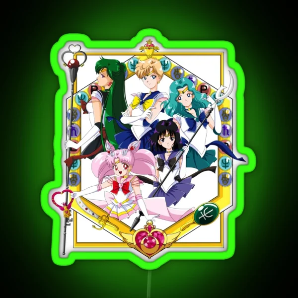 Sailor Outer Senshi With Sailor Chibimoon RGB Neon Sign