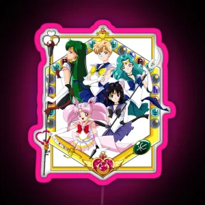 Sailor Outer Senshi With Sailor Chibimoon RGB Neon Sign