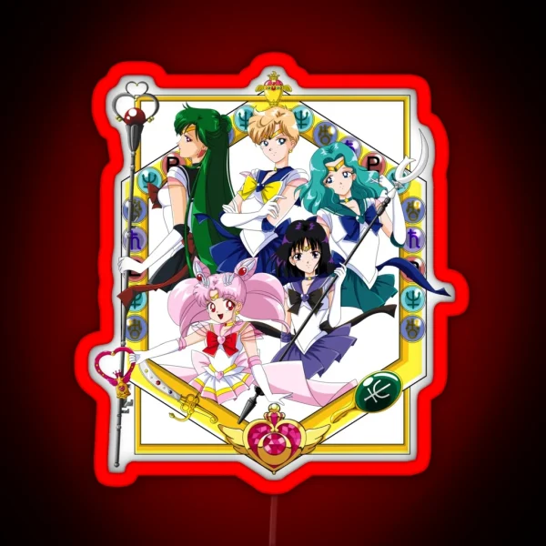 Sailor Outer Senshi With Sailor Chibimoon RGB Neon Sign
