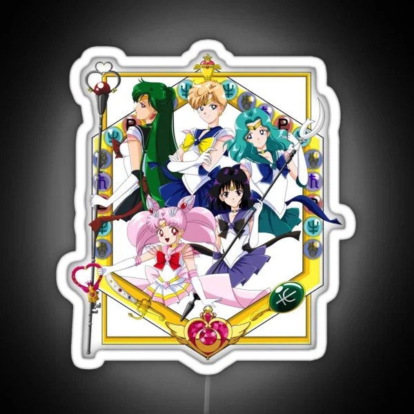 Sailor Outer Senshi With Sailor Chibimoon RGB Neon Sign