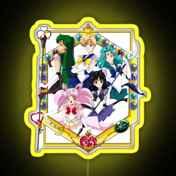 Sailor Outer Senshi With Sailor Chibimoon RGB Neon Sign