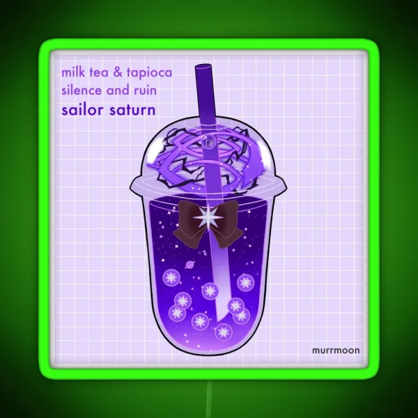 Sailor Saturn Boba Grid RGB Neon Sign