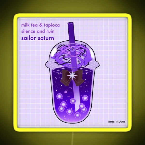 Sailor Saturn Boba Grid RGB Neon Sign